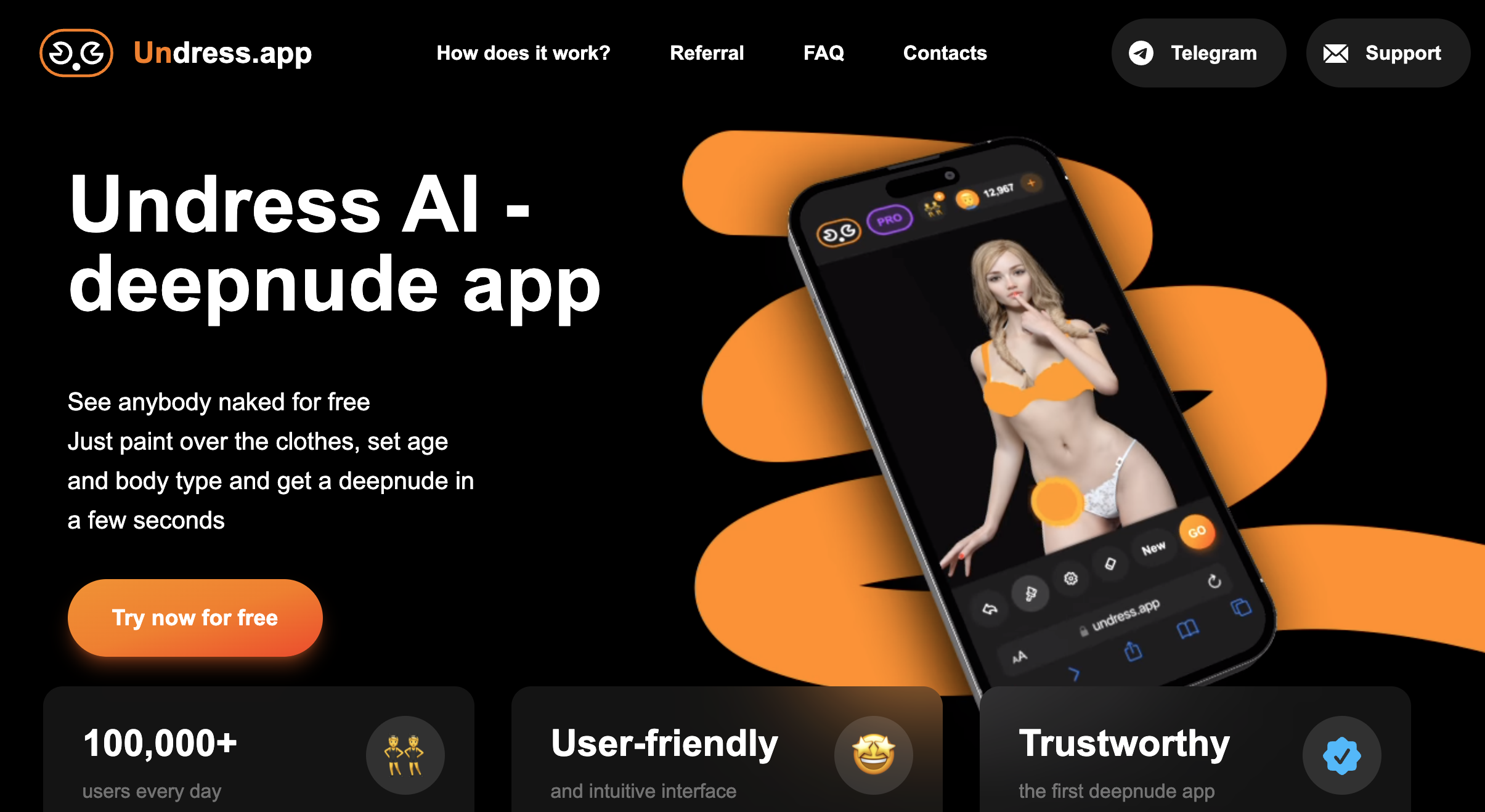 Undress AI — интерфейс с настройками